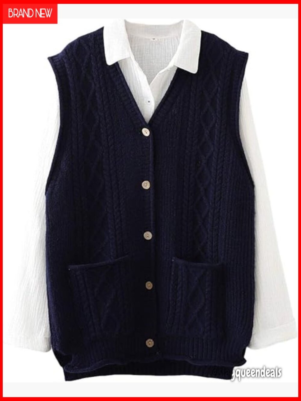 Women's Sweater Vest Sleeveless Cardigan V-Neck Button Down with Pockets